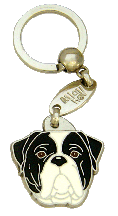 AMERICAN BULLDOG BLACK AND WHITE <br> (keyring, engraving included)